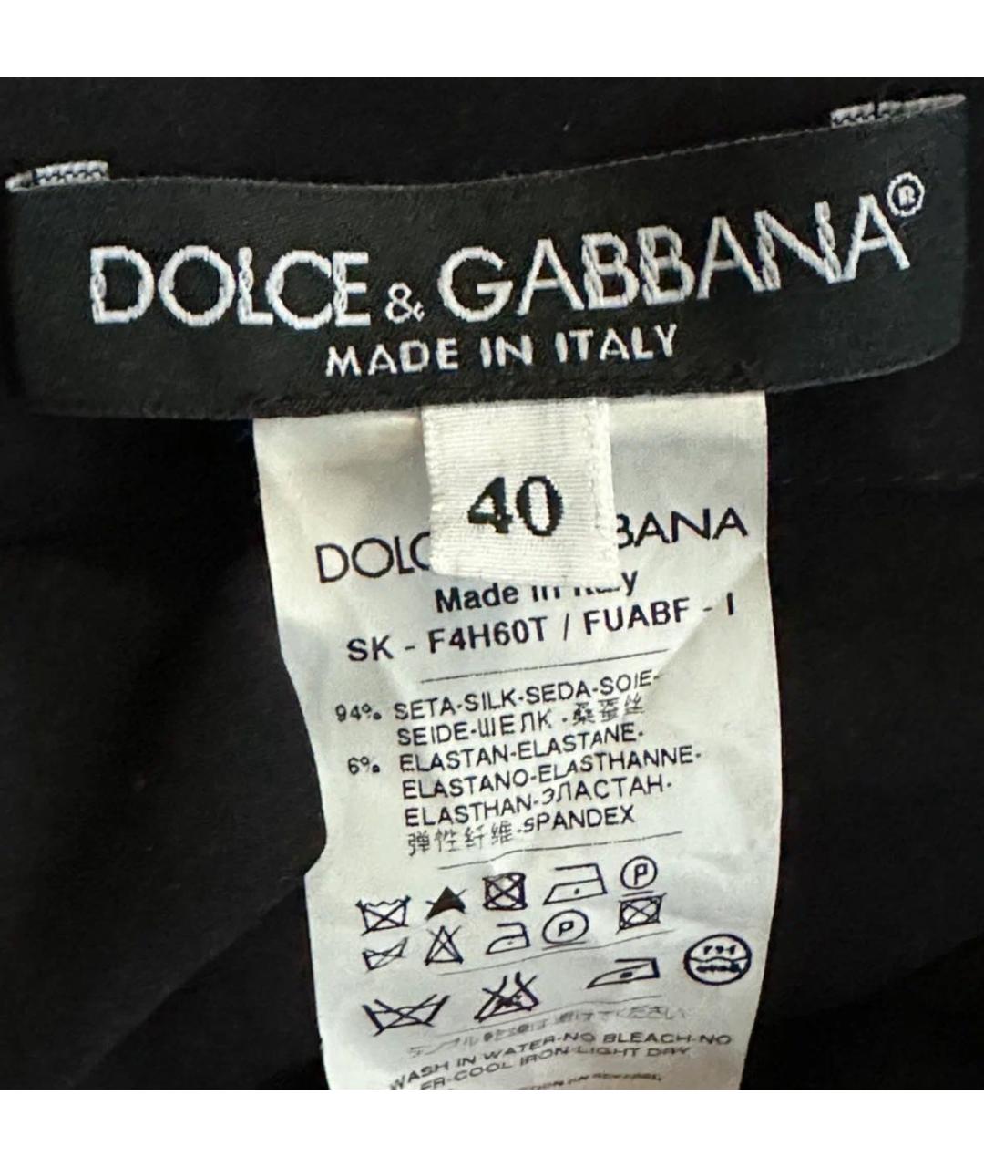 DOLCE&GABBANA Черная шелковая юбка миди, фото 3