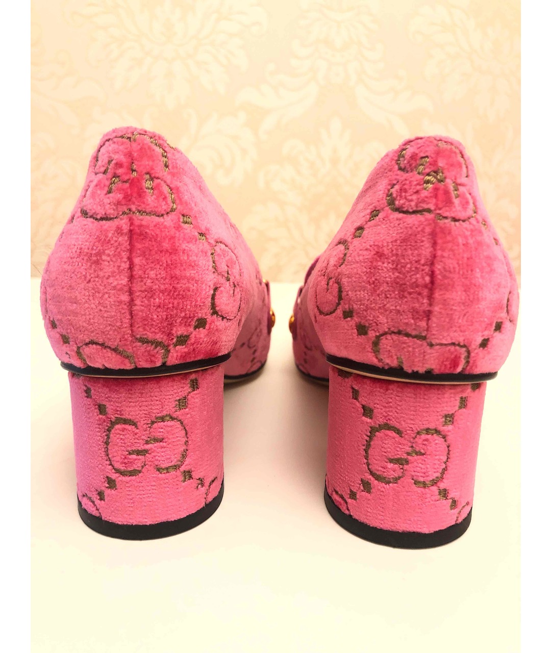 GUCCI Розовые бархатные туфли, фото 4