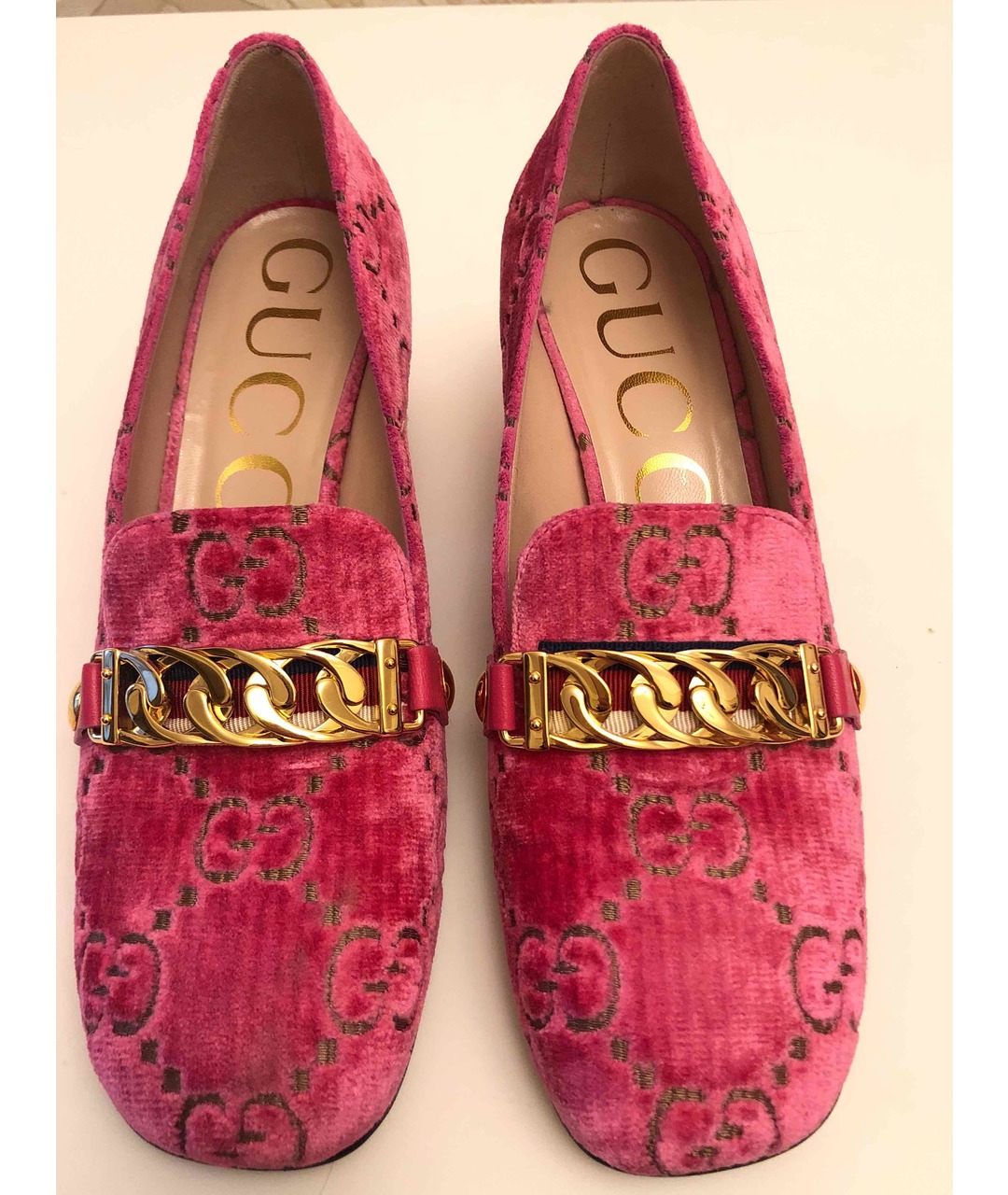 GUCCI Розовые бархатные туфли, фото 2