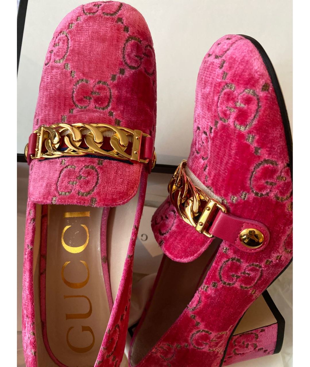 GUCCI Розовые бархатные туфли, фото 7