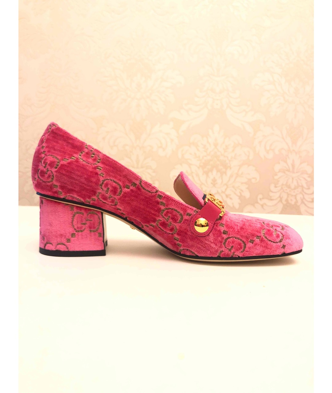 GUCCI Розовые бархатные туфли, фото 5