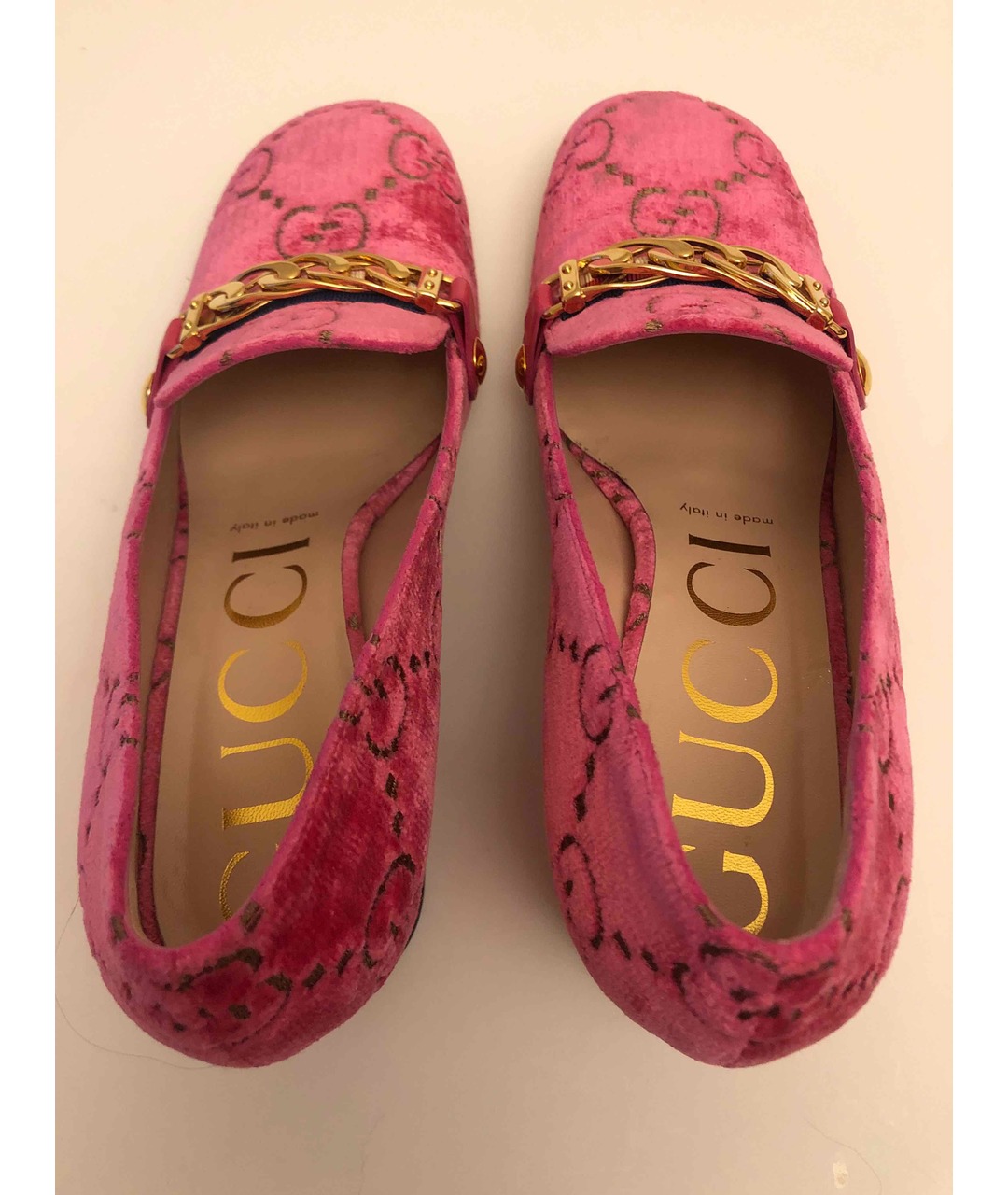 GUCCI Розовые бархатные туфли, фото 3