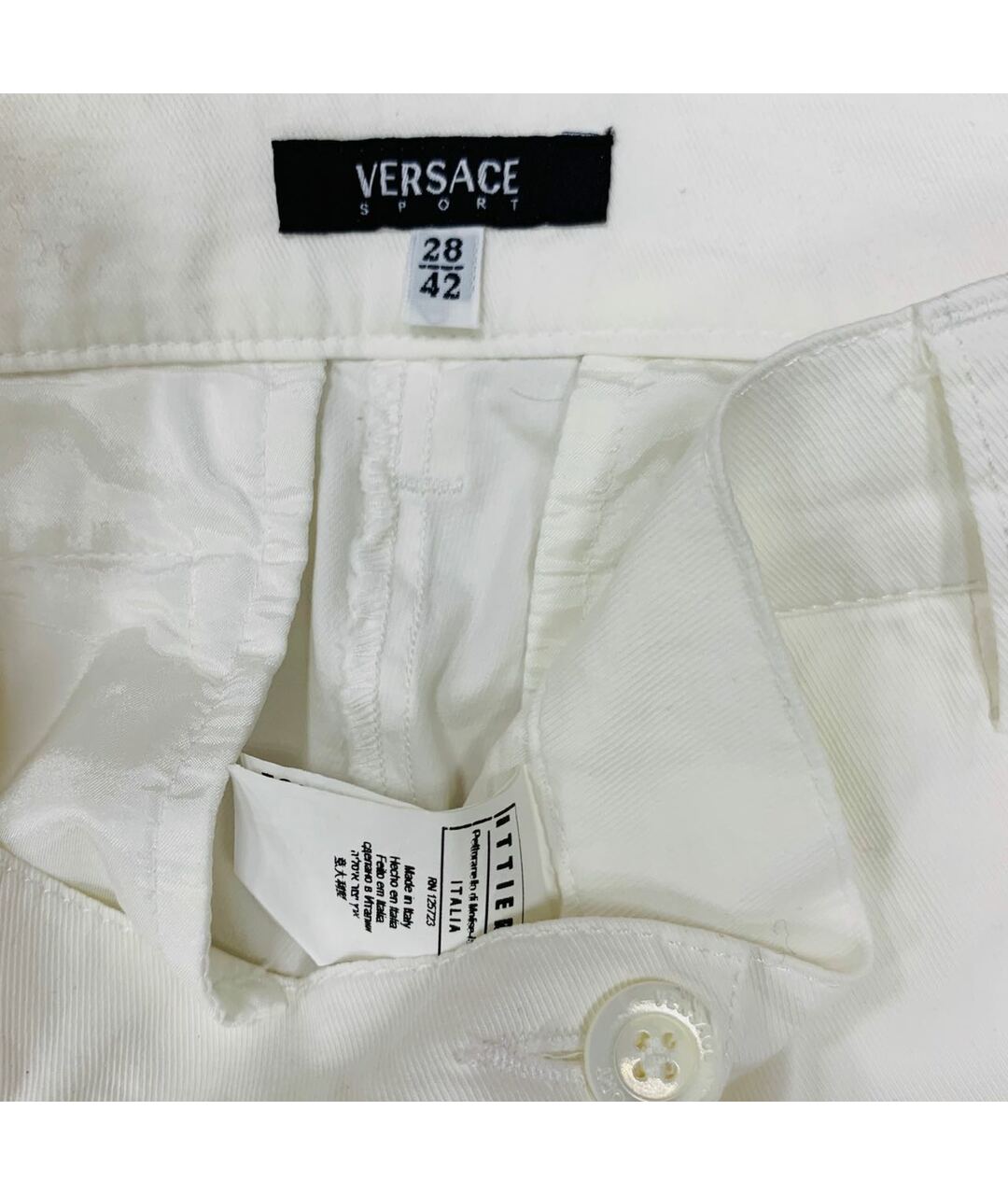 VERSACE Белые хлопковые прямые джинсы, фото 3
