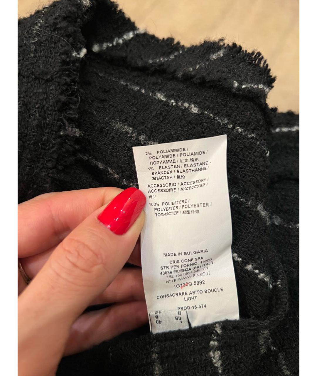 PINKO Черное хлопковое повседневное платье, фото 4