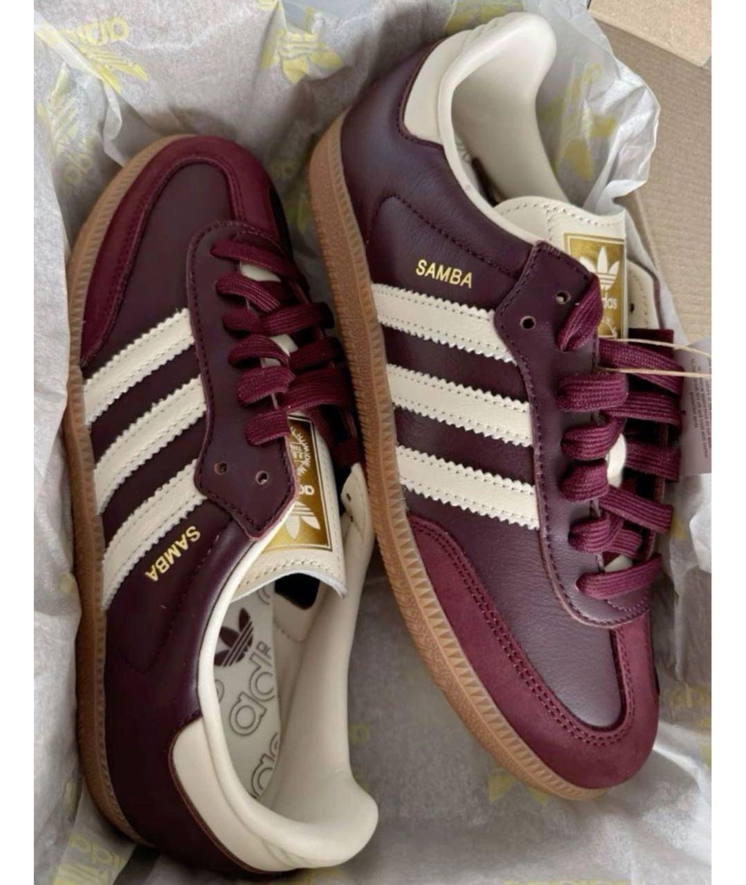 ADIDAS Бордовые кожаные кроссовки, фото 3