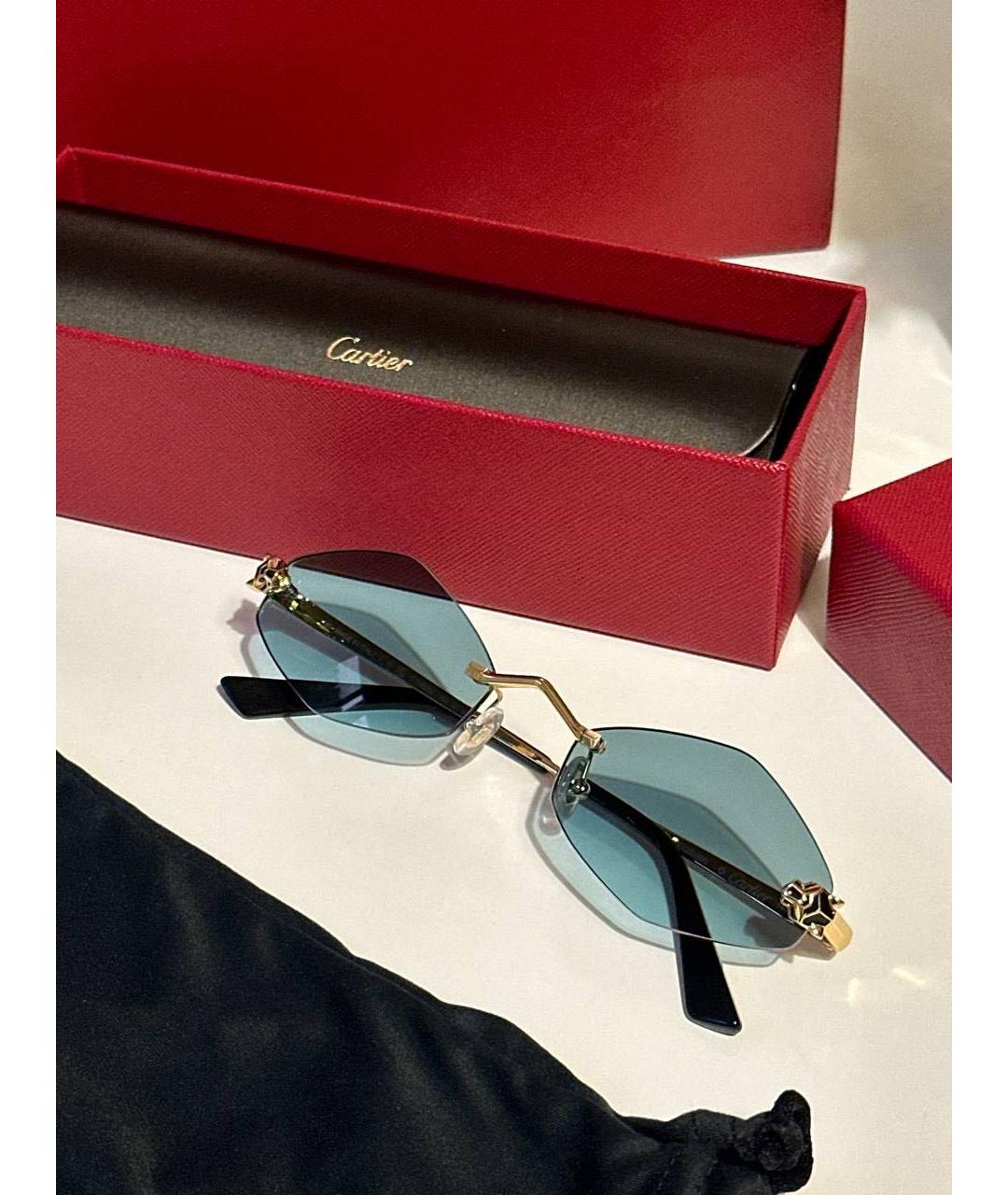 CARTIER Зеленые металлические солнцезащитные очки, фото 4