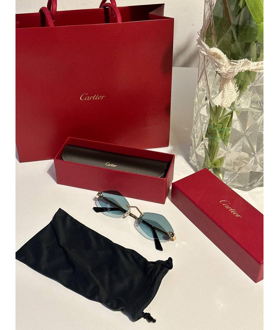 CARTIER Зеленые металлические солнцезащитные очки, фото 2