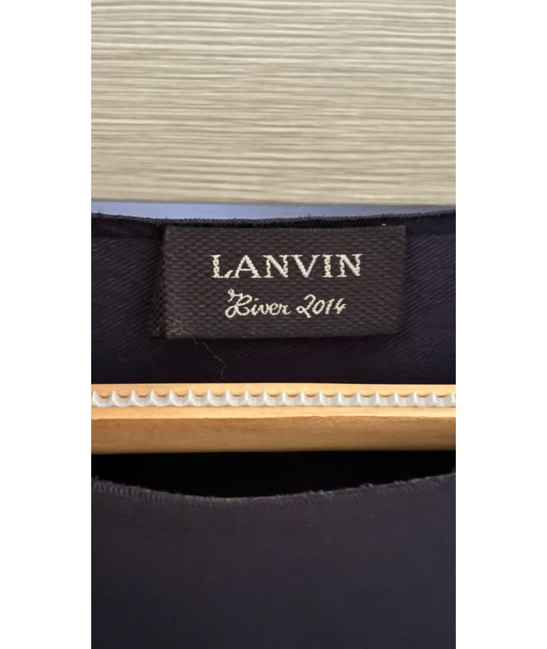 LANVIN Темно-синее шерстяное повседневное платье, фото 2