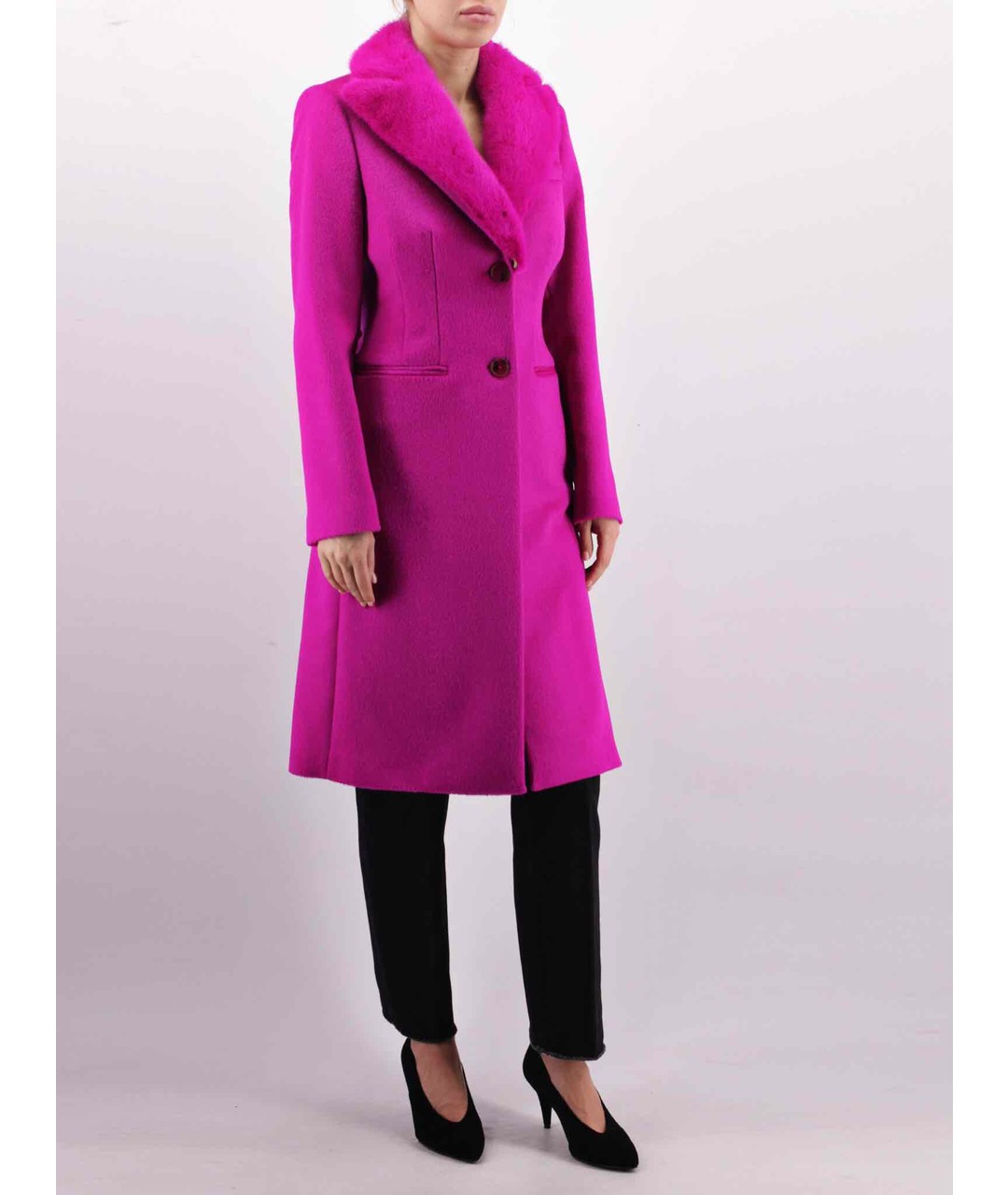 BLUMARINE Розовое шерстяное пальто, фото 2