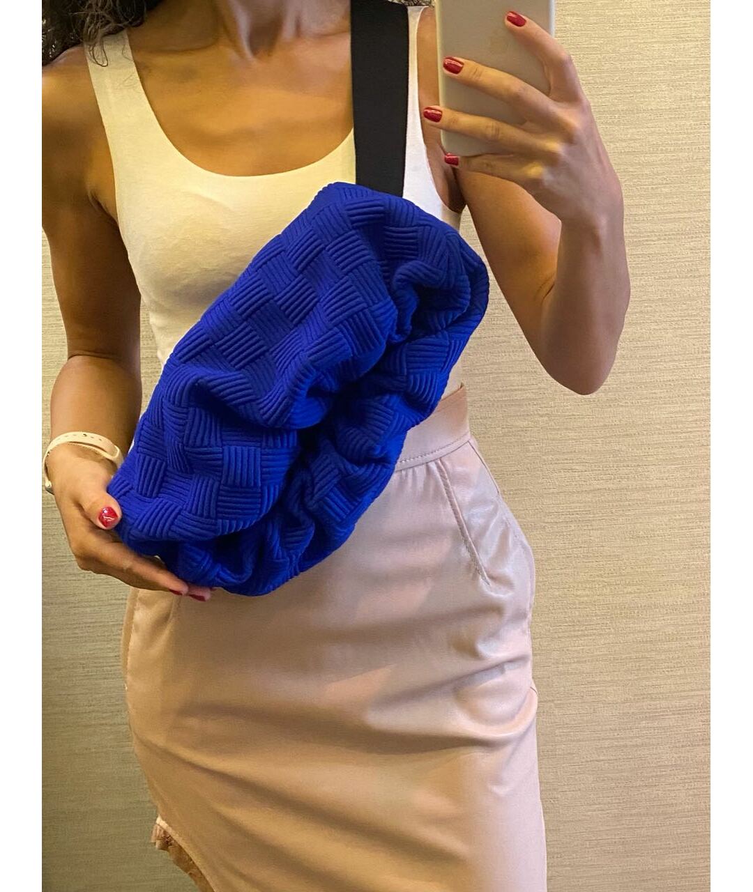 BOTTEGA VENETA Синяя тканевая сумка на плечо, фото 3