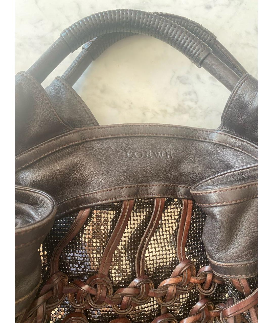 LOEWE Коричневая кожаная сумка тоут, фото 4