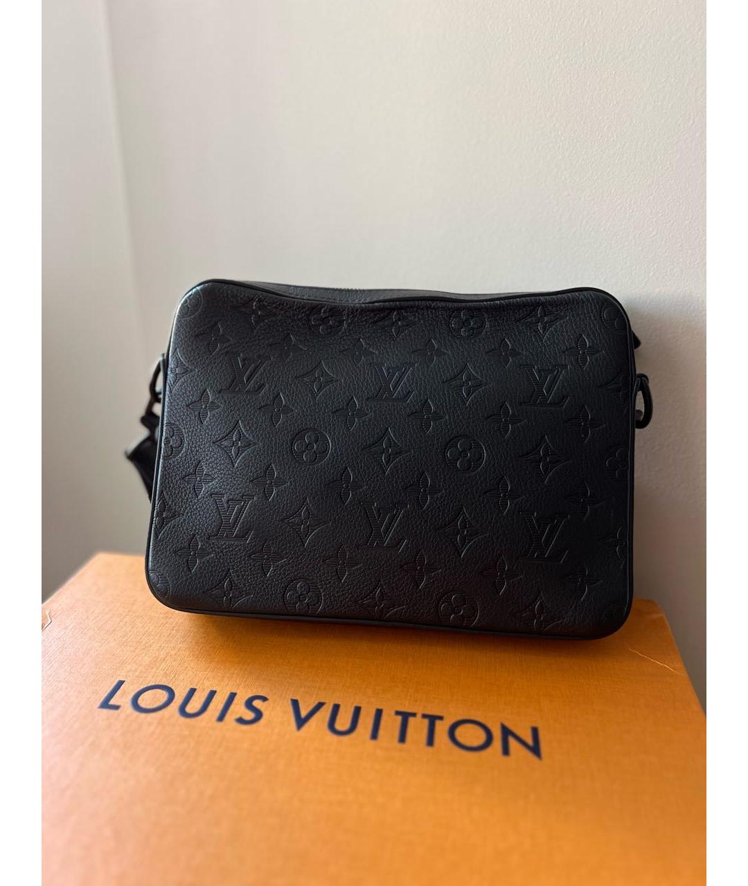 LOUIS VUITTON Черная кожаная сумка через плечо, фото 3