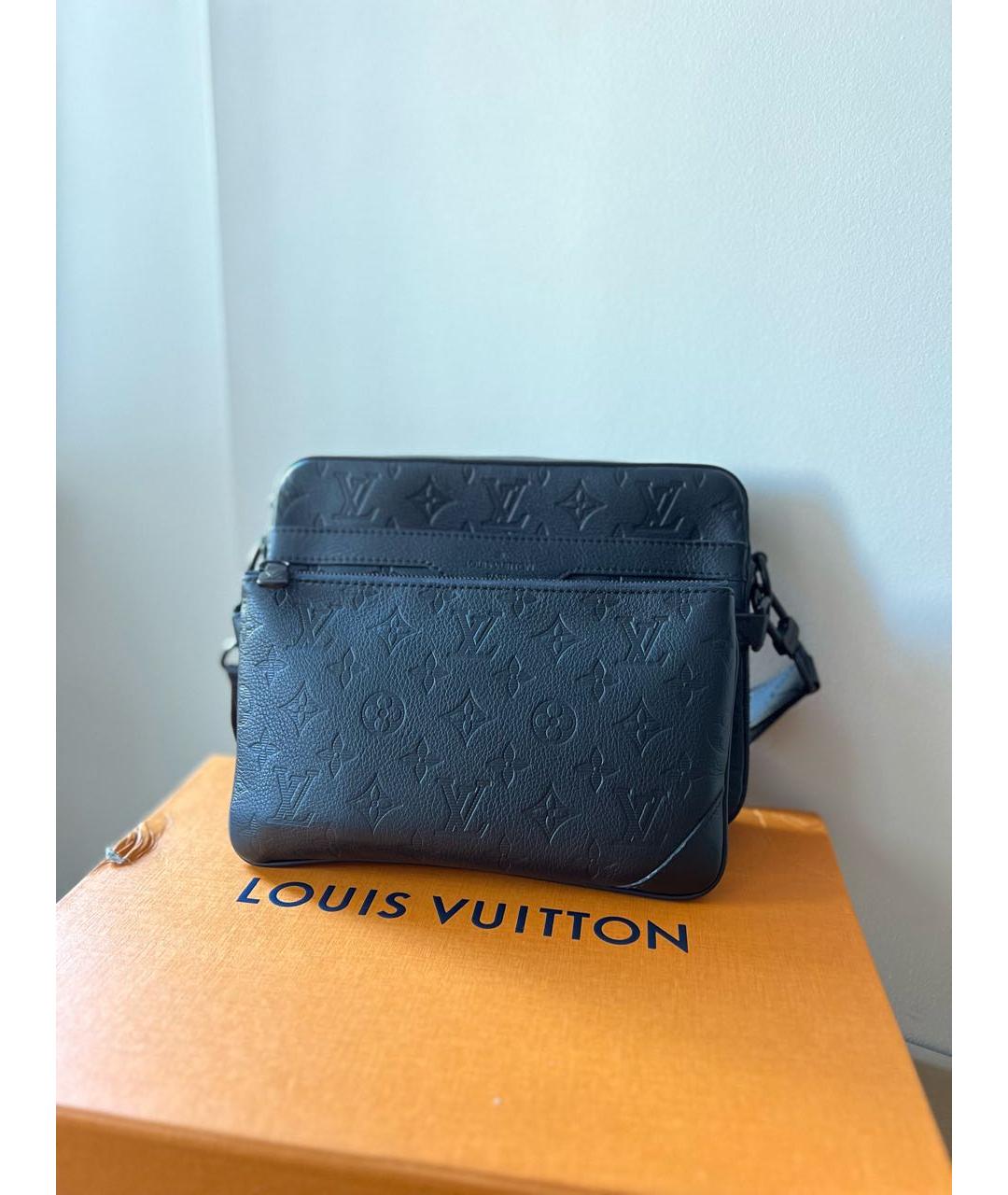 LOUIS VUITTON Черная кожаная сумка через плечо, фото 2