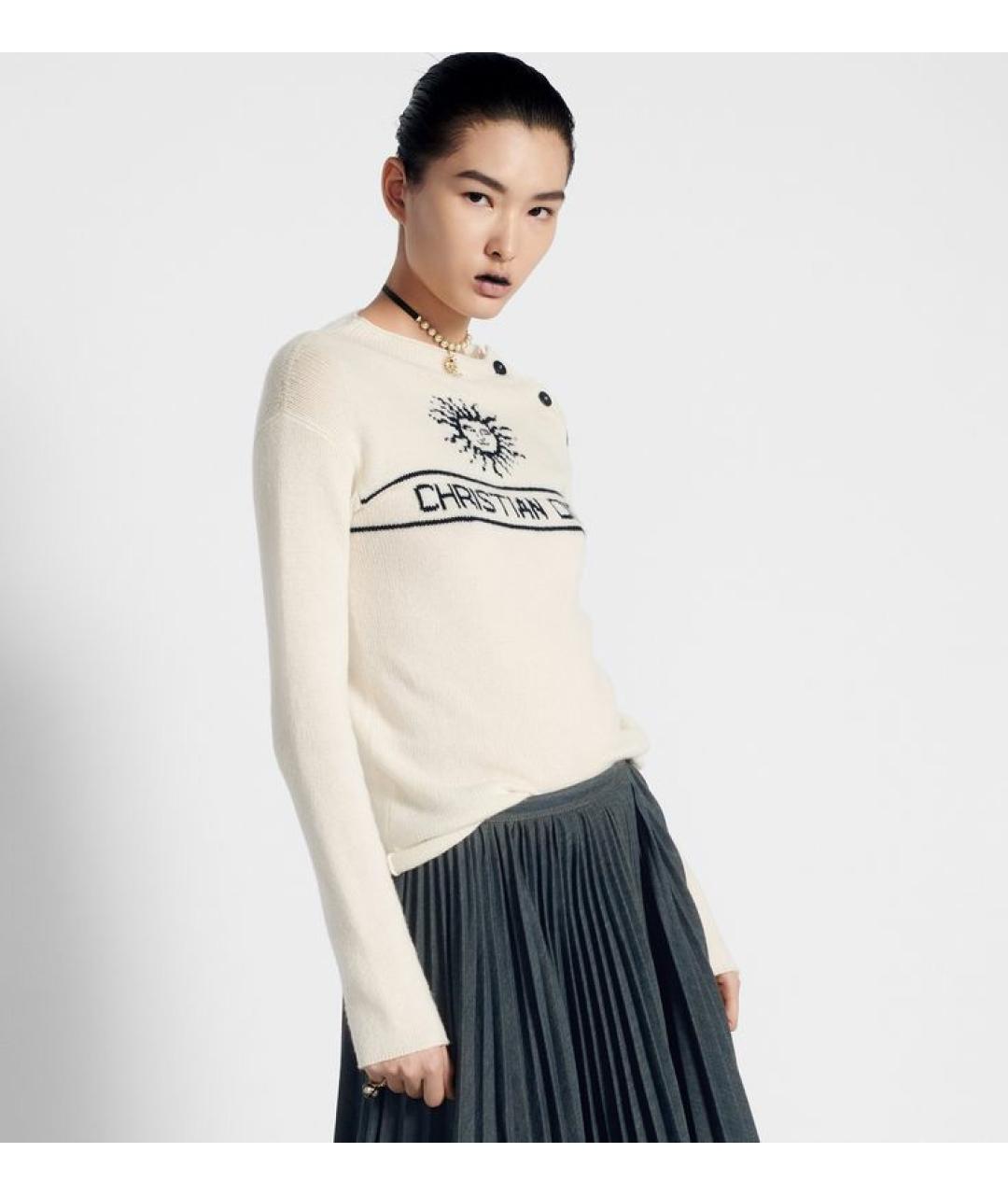 CHRISTIAN DIOR Белый кашемировый джемпер / свитер, фото 2