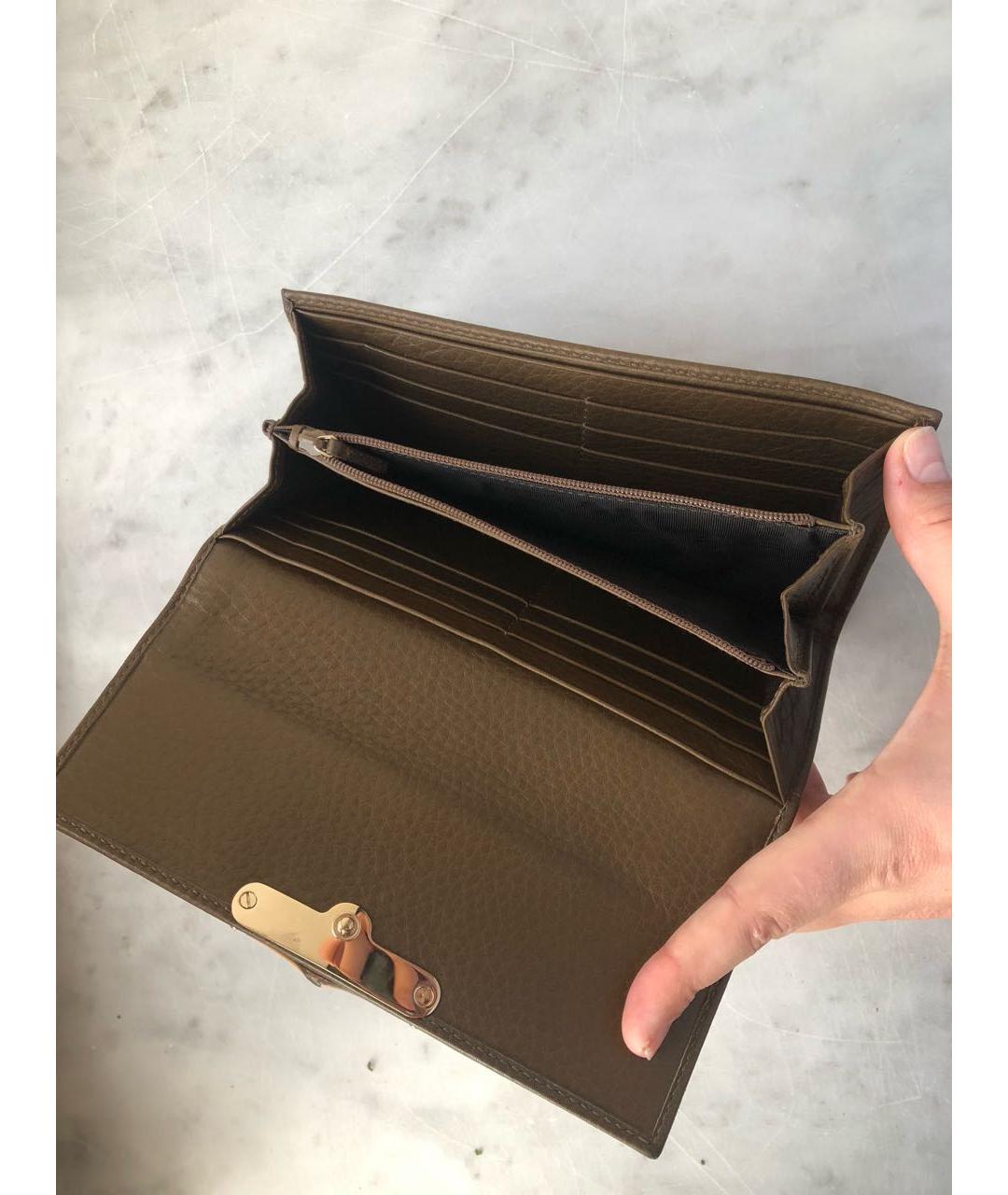 GUCCI Хаки кожаный кошелек, фото 4