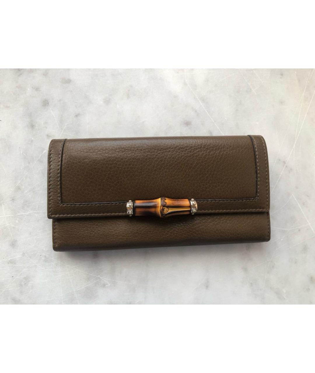 GUCCI Хаки кожаный кошелек, фото 5