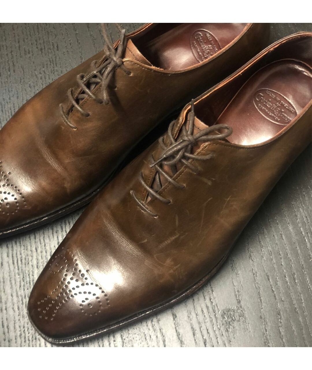 CROCKETT & JONES Коричневые кожаные туфли, фото 4