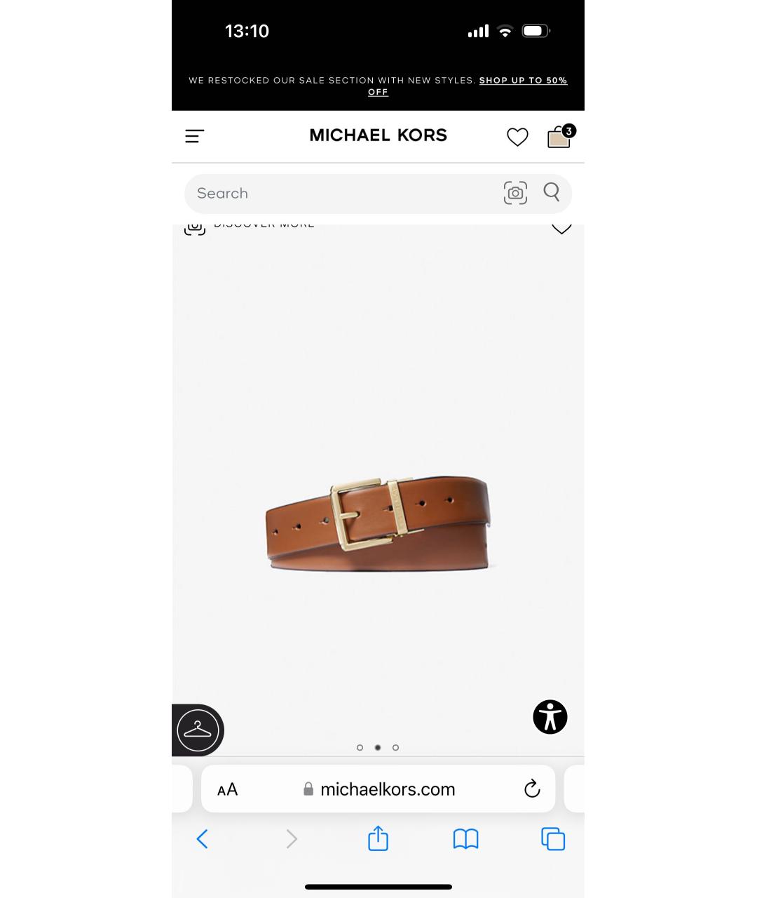 MICHAEL KORS Коричневый кожаный ремень, фото 3