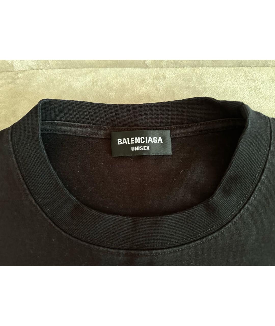 BALENCIAGA Черная хлопковая футболка, фото 2