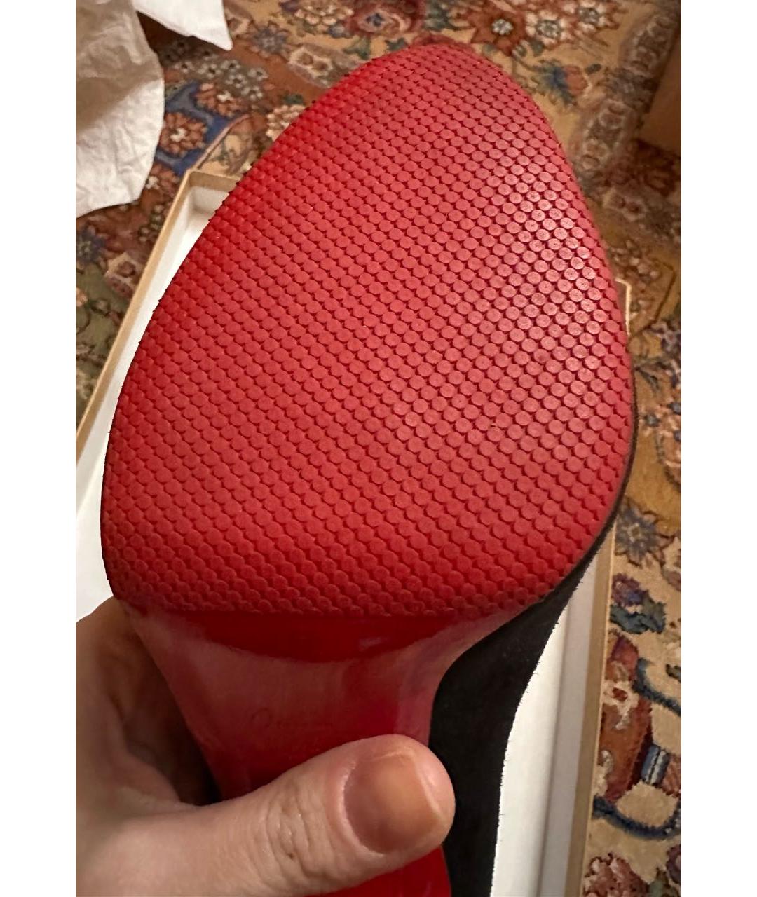 CHRISTIAN LOUBOUTIN Черные замшевые туфли, фото 7