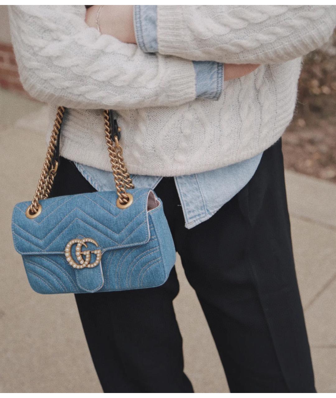 GUCCI Голубая деним сумка через плечо, фото 6