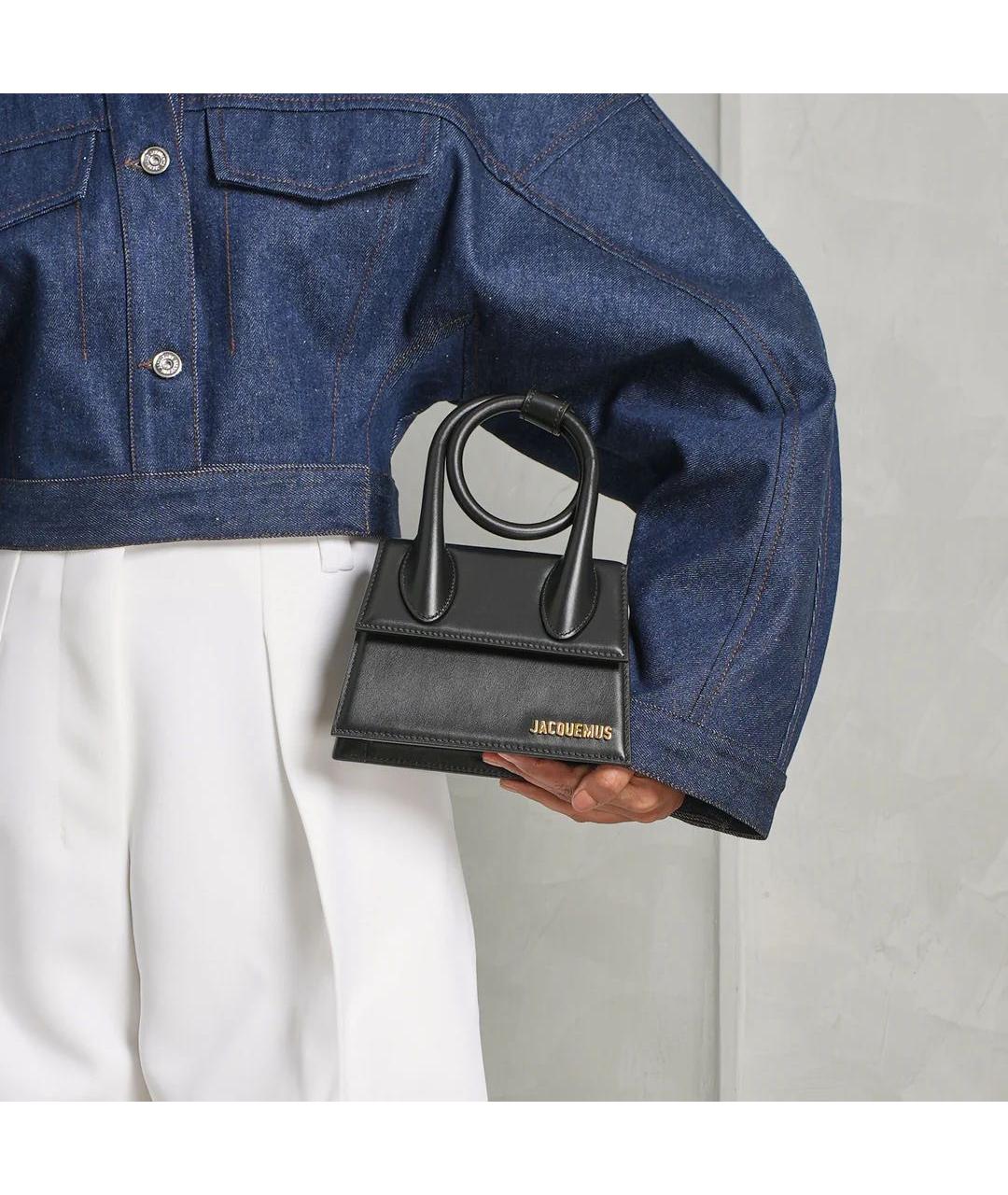 JACQUEMUS Черная кожаная сумка через плечо, фото 6