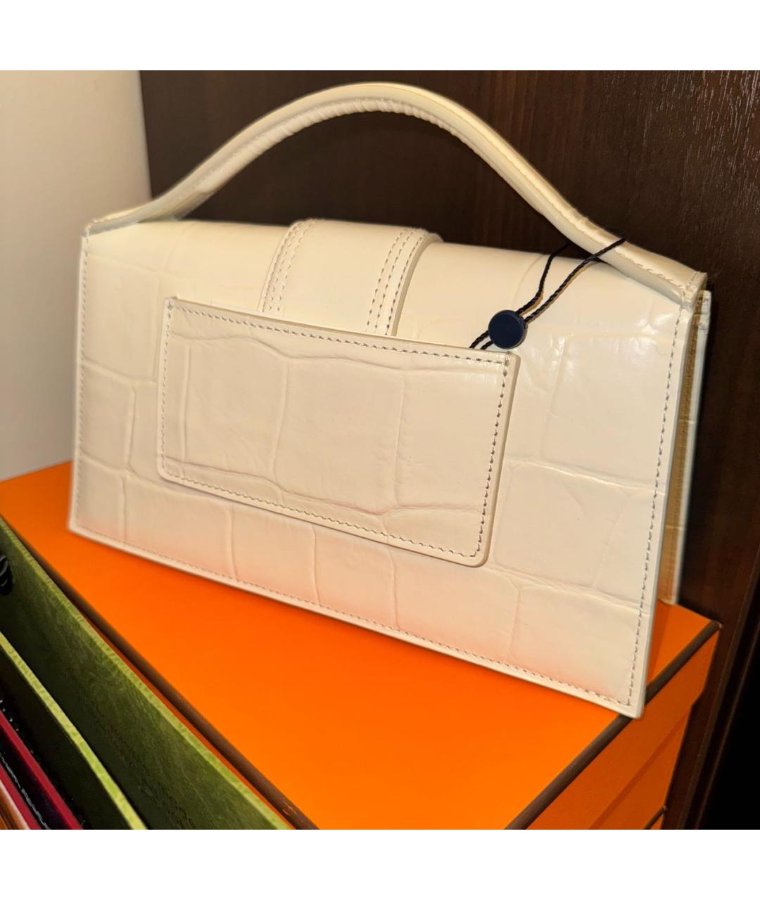 JACQUEMUS Белая кожаная сумка через плечо, фото 4