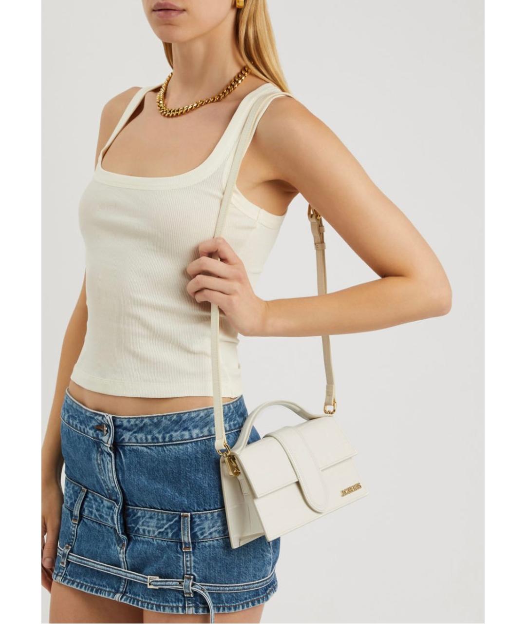 JACQUEMUS Белая кожаная сумка через плечо, фото 8