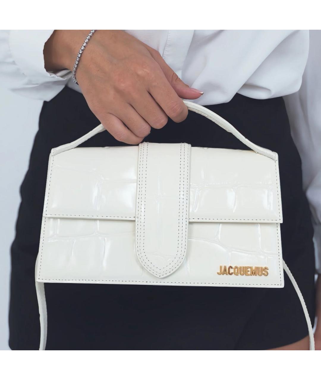 JACQUEMUS Белая кожаная сумка через плечо, фото 4