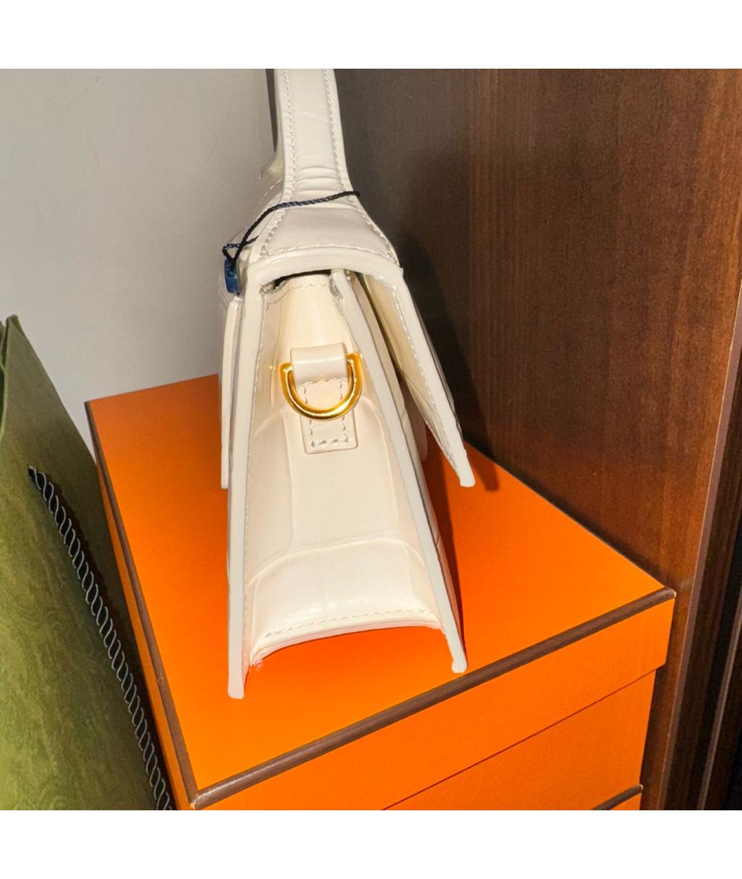 JACQUEMUS Белая кожаная сумка через плечо, фото 5