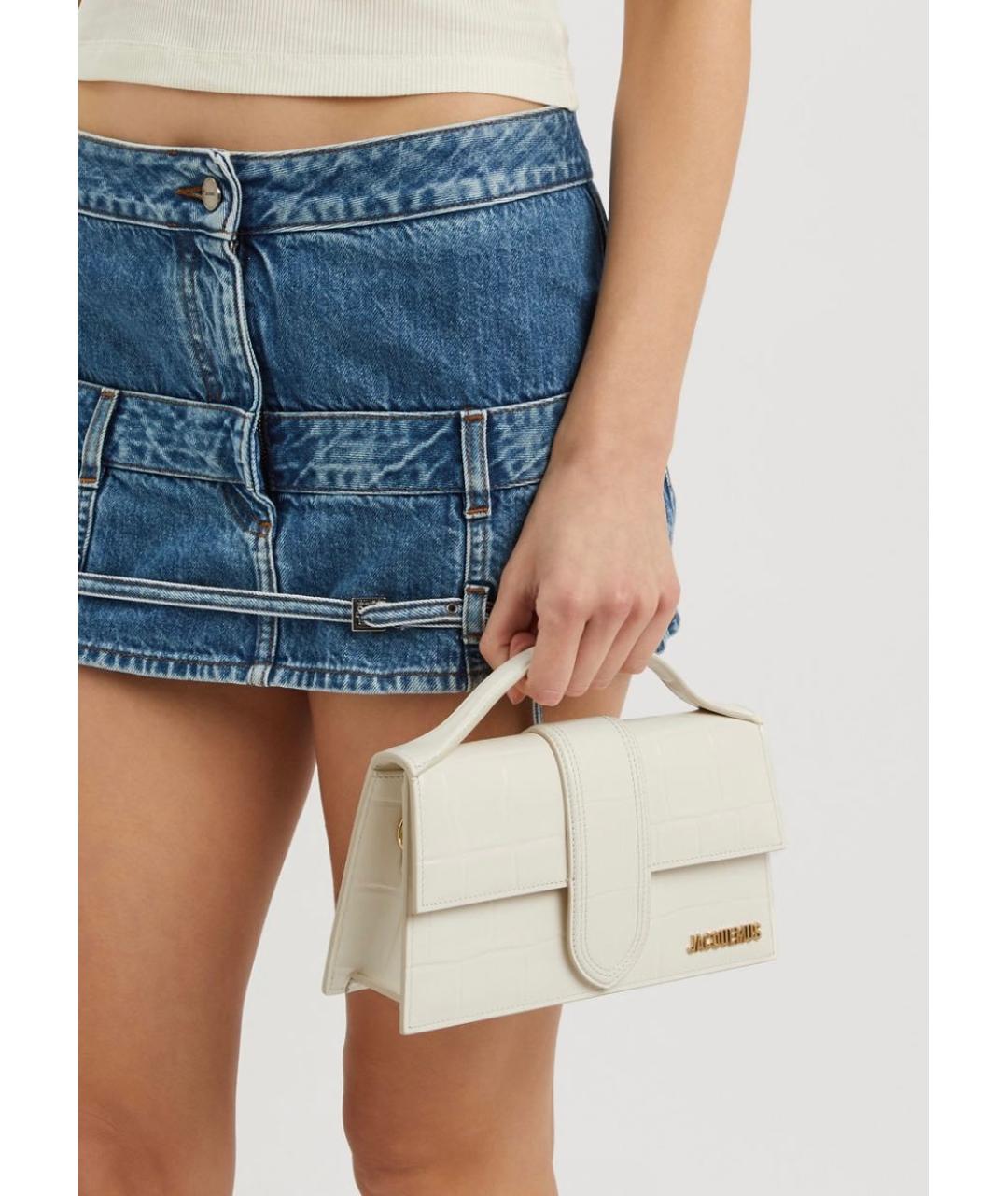 JACQUEMUS Белая кожаная сумка через плечо, фото 7