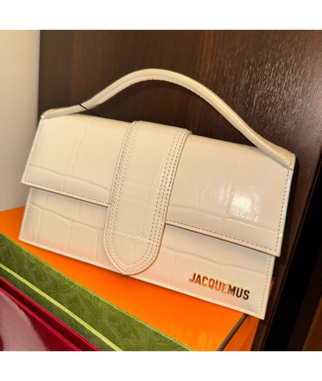 JACQUEMUS Белая кожаная сумка через плечо, фото 2