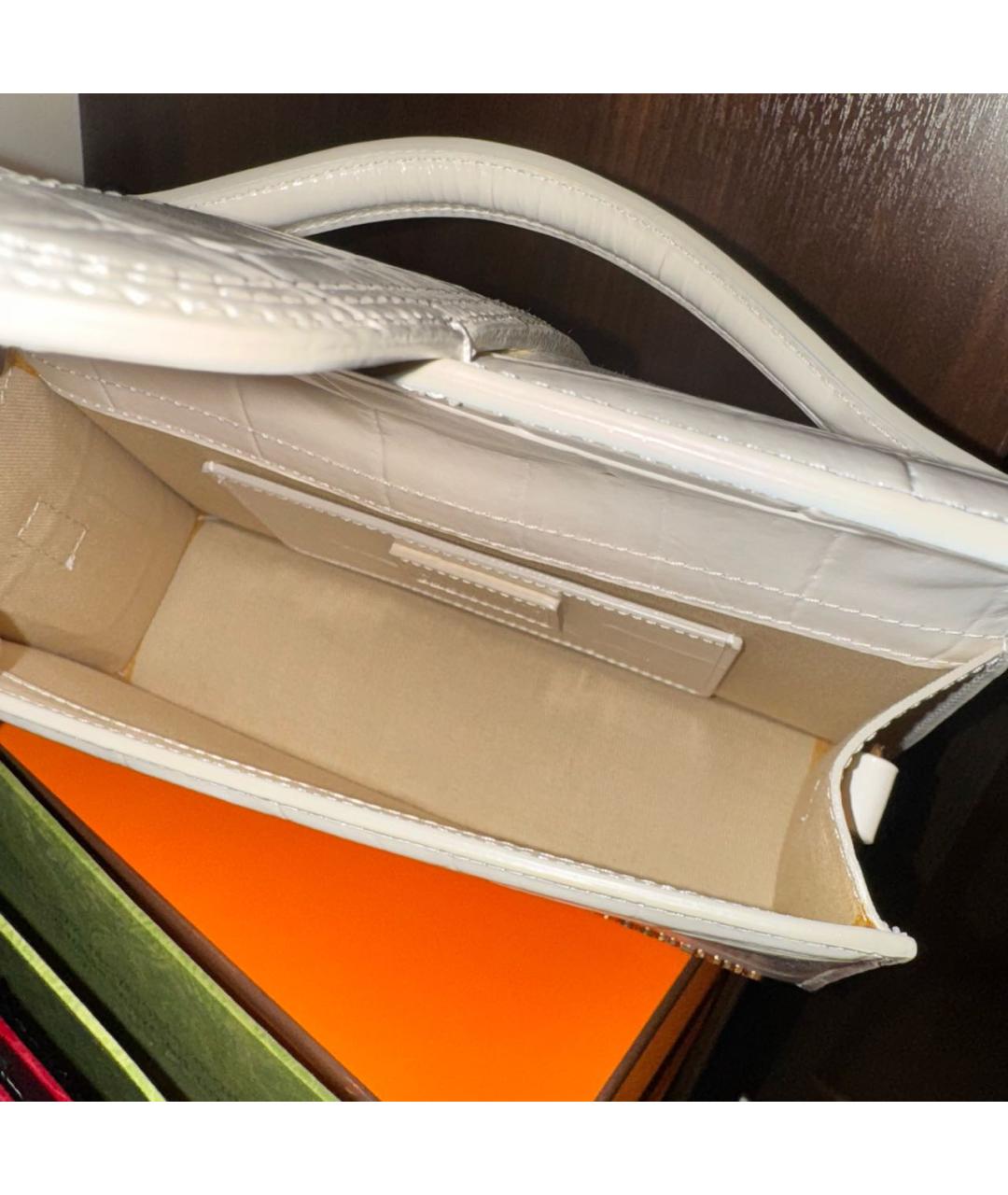 JACQUEMUS Белая кожаная сумка через плечо, фото 7