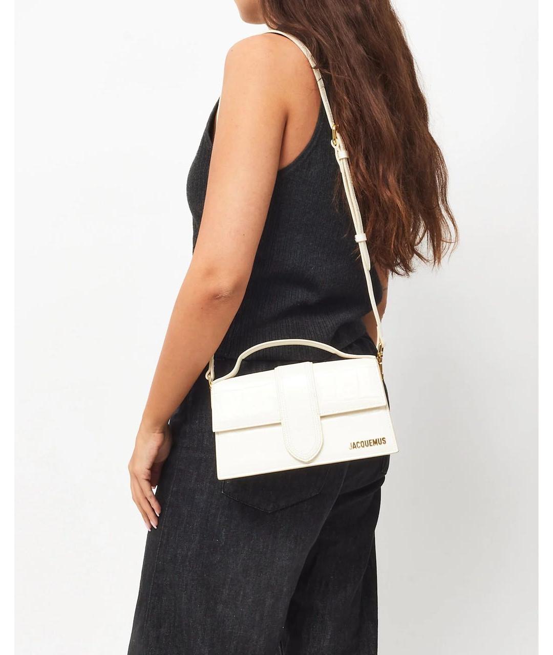 JACQUEMUS Белая кожаная сумка через плечо, фото 7