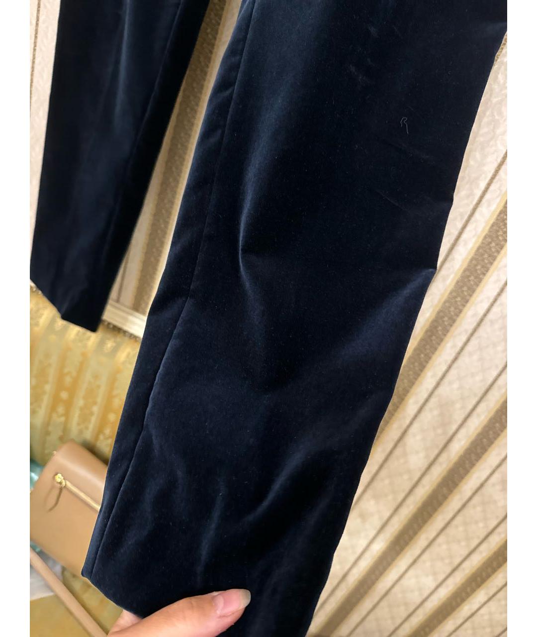 WEEKEND MAX MARA Темно-синие велюровые прямые брюки, фото 4