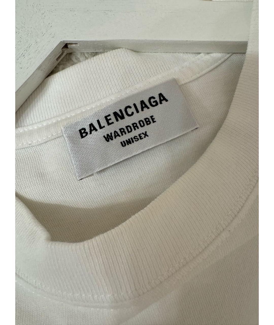 BALENCIAGA Белая хлопковая футболка, фото 4