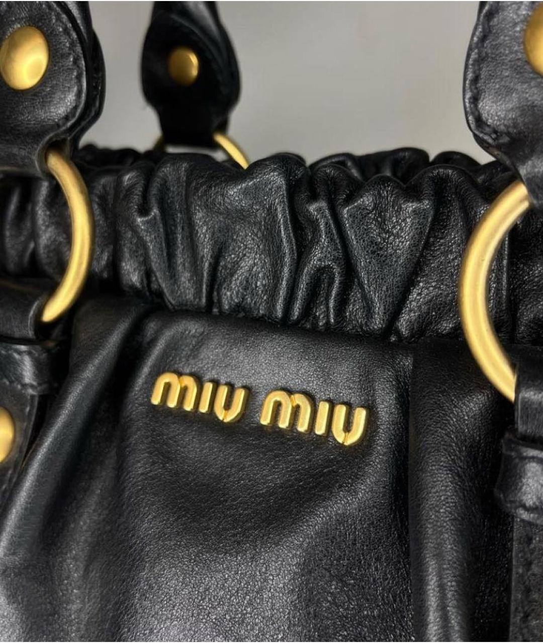 MIU MIU Черная кожаная сумка с короткими ручками, фото 6