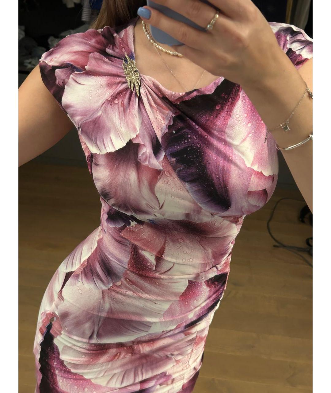 ROBERTO CAVALLI Розовое полиамидовое коктейльное платье, фото 4