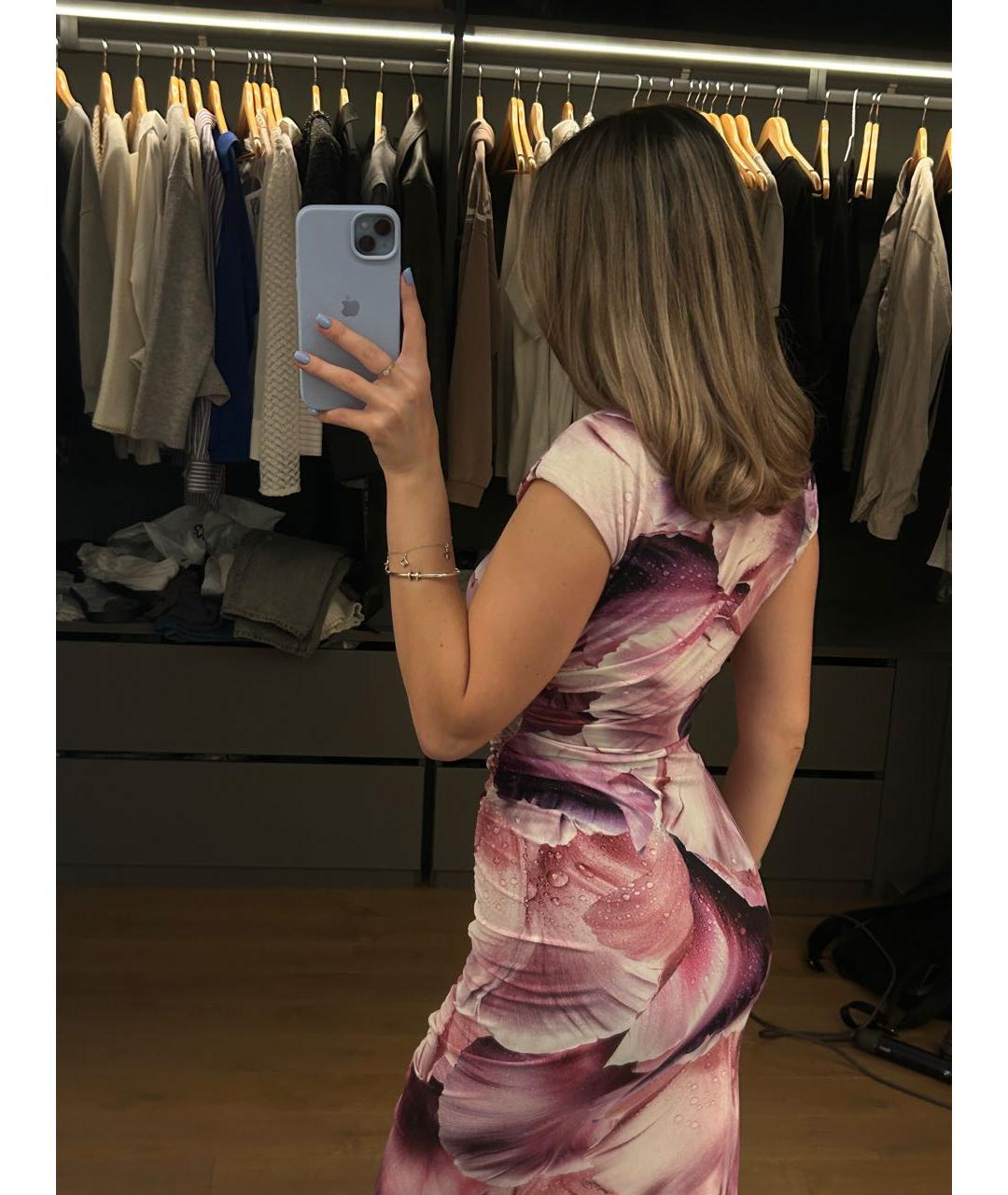 ROBERTO CAVALLI Розовое полиамидовое коктейльное платье, фото 2