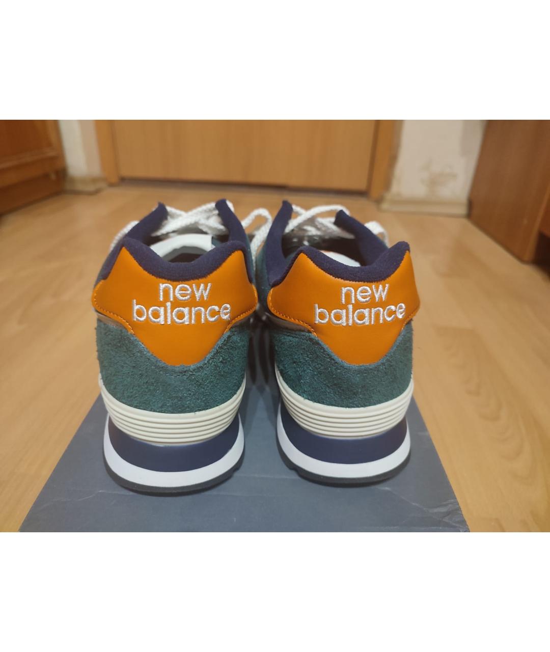 NEW BALANCE Зеленые кожаные низкие кроссовки / кеды, фото 3