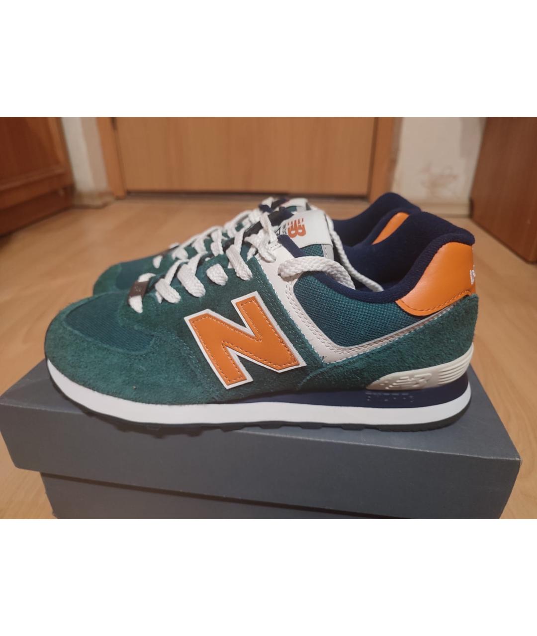 NEW BALANCE Зеленые кожаные низкие кроссовки / кеды, фото 8