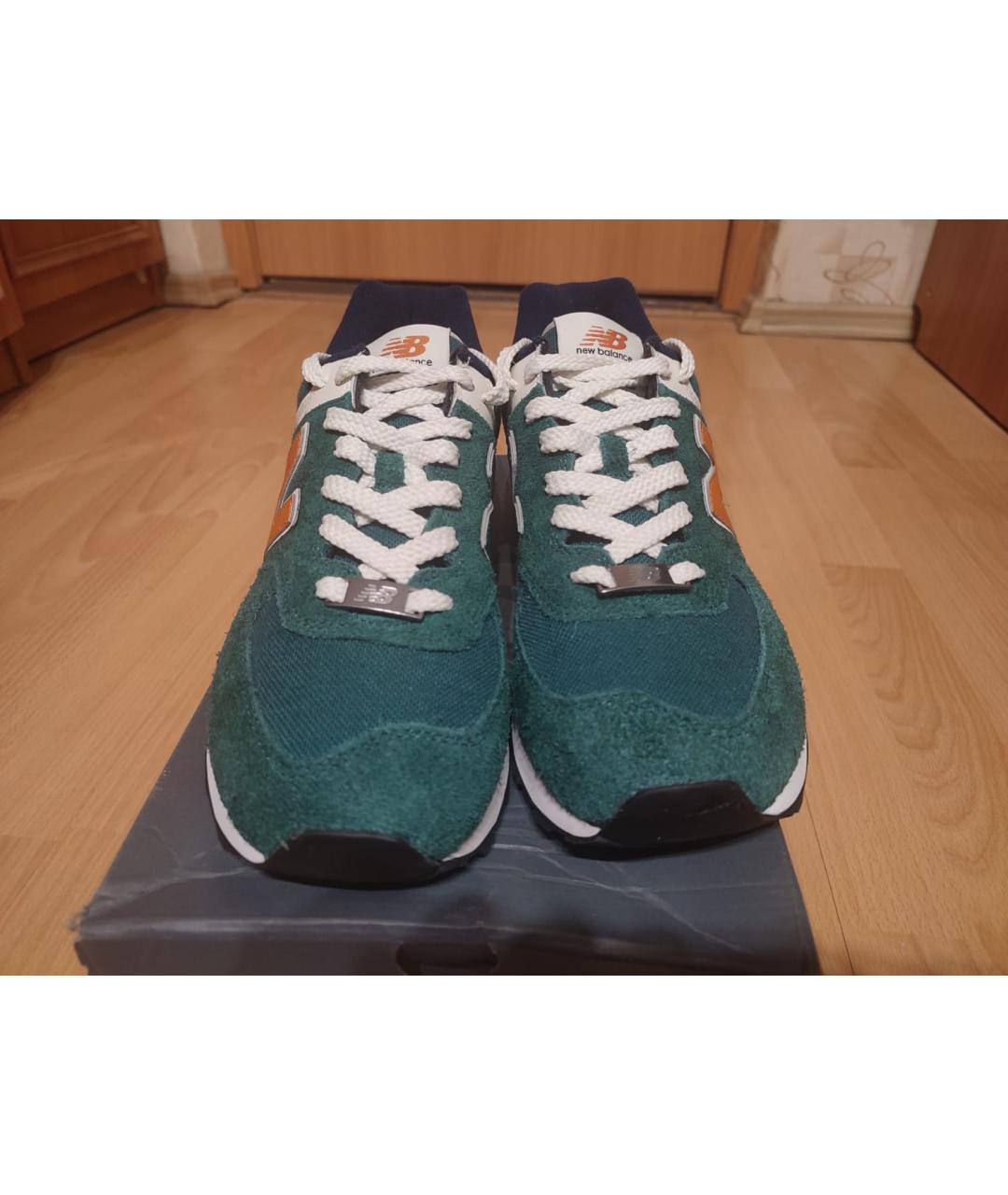 NEW BALANCE Зеленые кожаные низкие кроссовки / кеды, фото 2