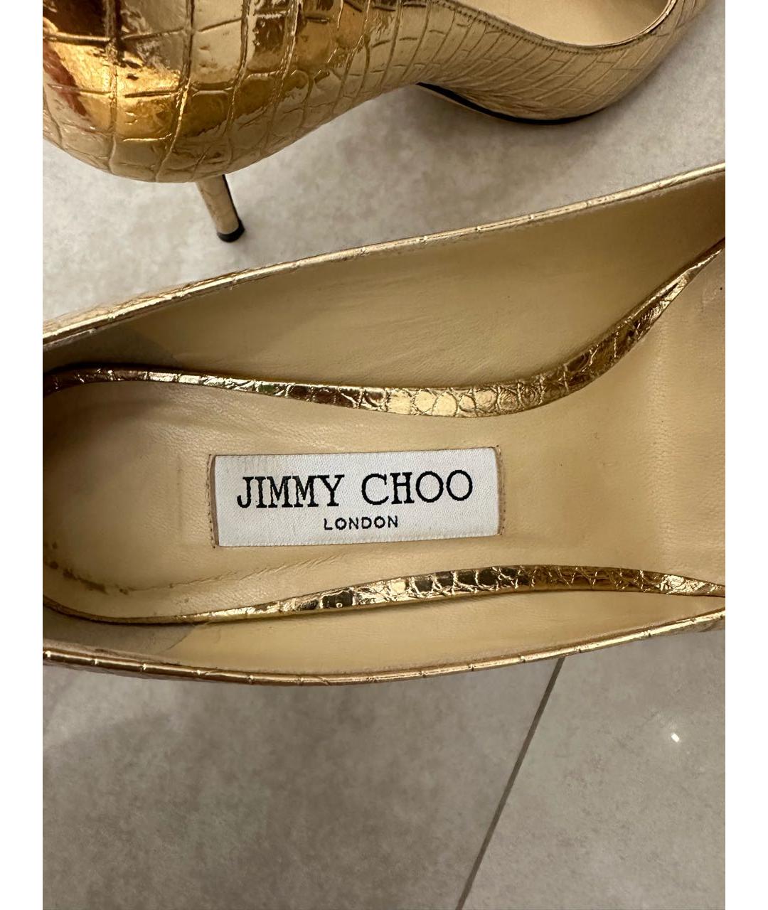 JIMMY CHOO Золотые кожаные туфли, фото 5