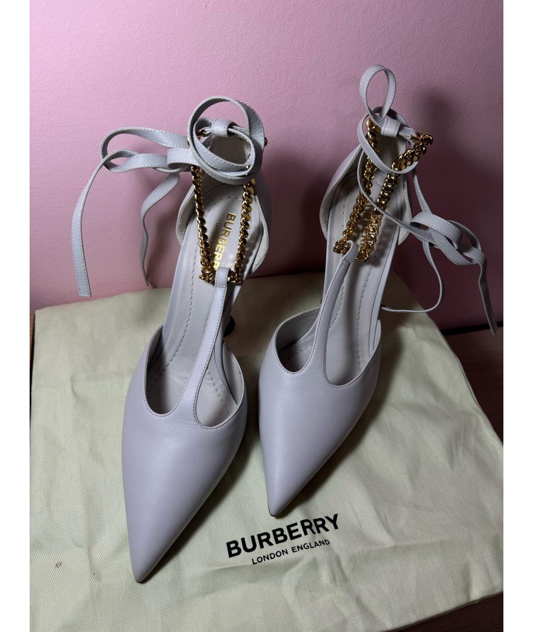 BURBERRY Серые кожаные туфли, фото 6