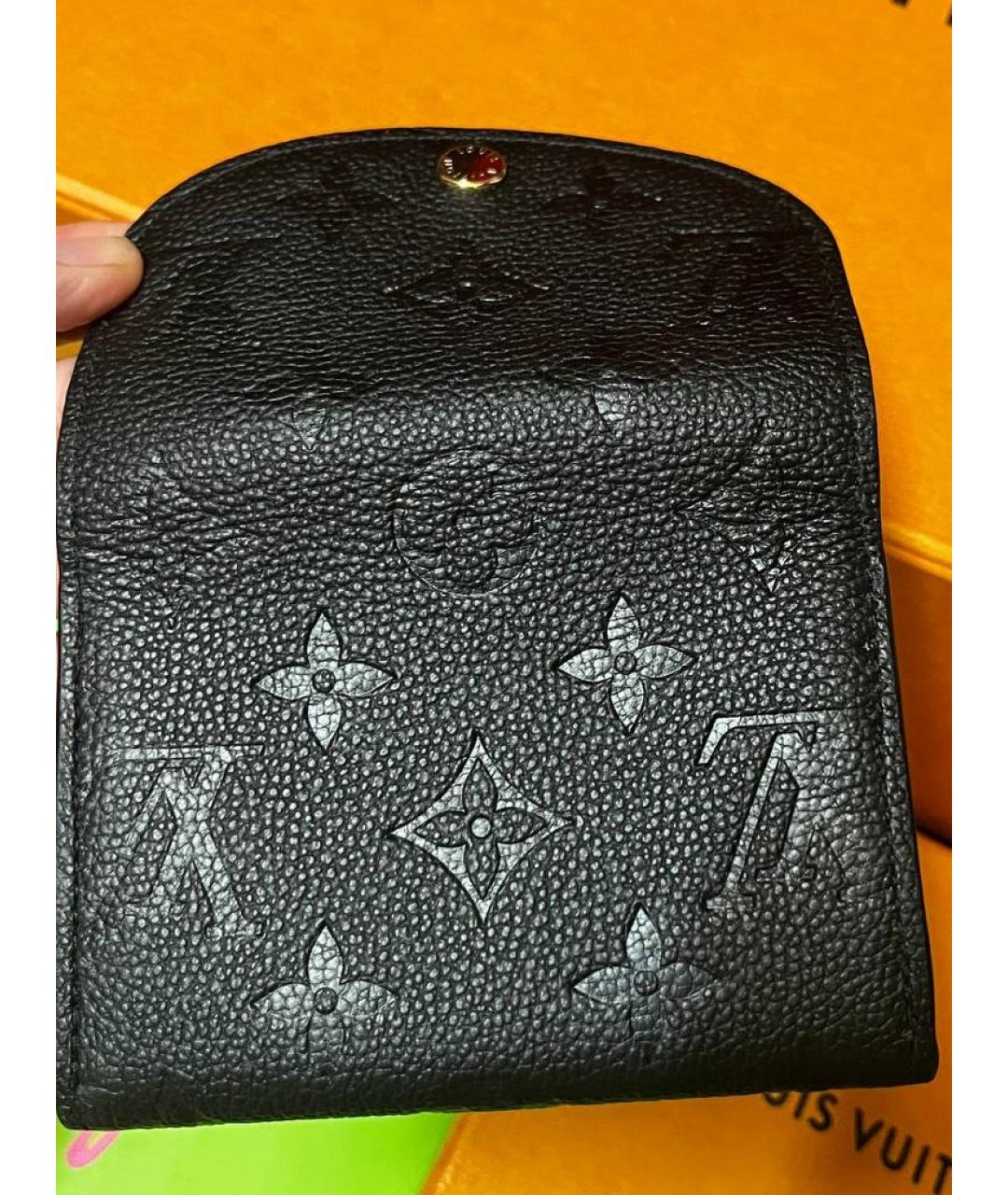 LOUIS VUITTON Черный кожаный кошелек, фото 3