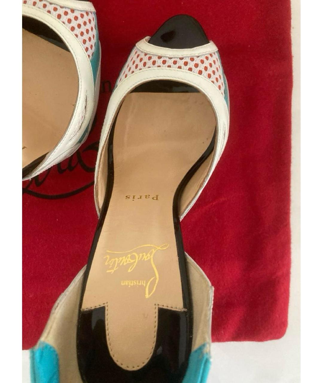 CHRISTIAN LOUBOUTIN Белые кожаные босоножки, фото 6