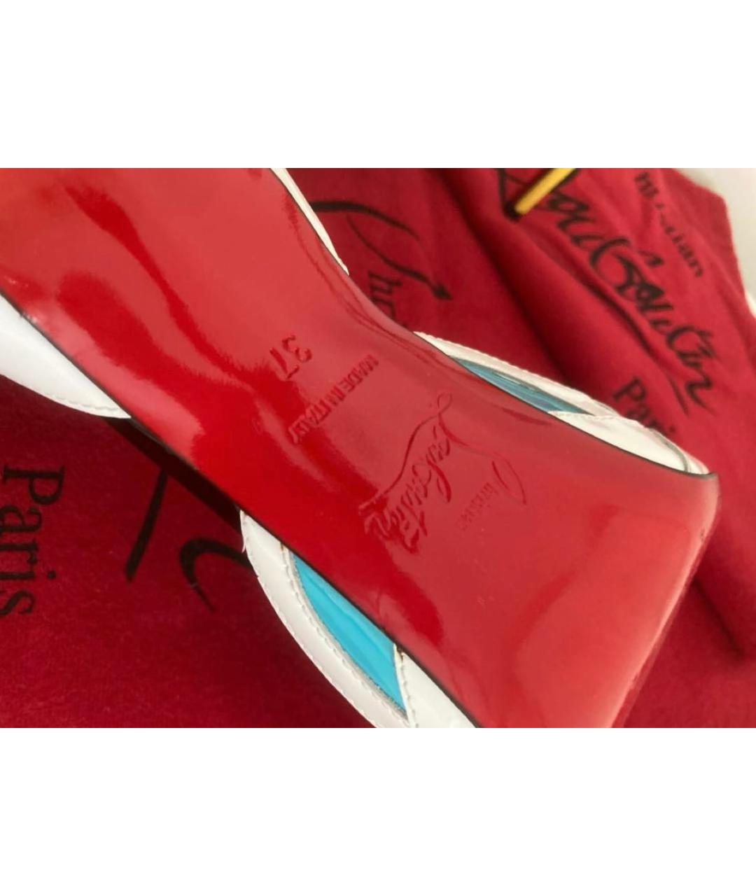 CHRISTIAN LOUBOUTIN Белые кожаные босоножки, фото 8
