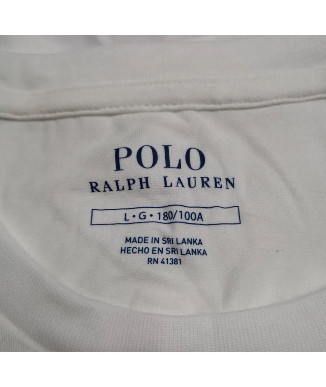 POLO RALPH LAUREN Белая хлопко-эластановая футболка, фото 4