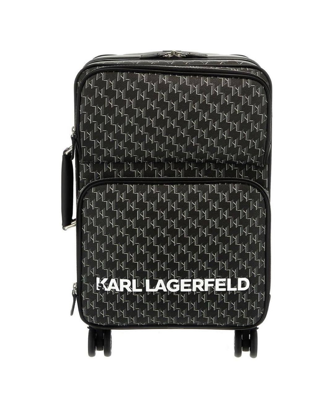 KARL LAGERFELD Черный кожаный чемодан, фото 5