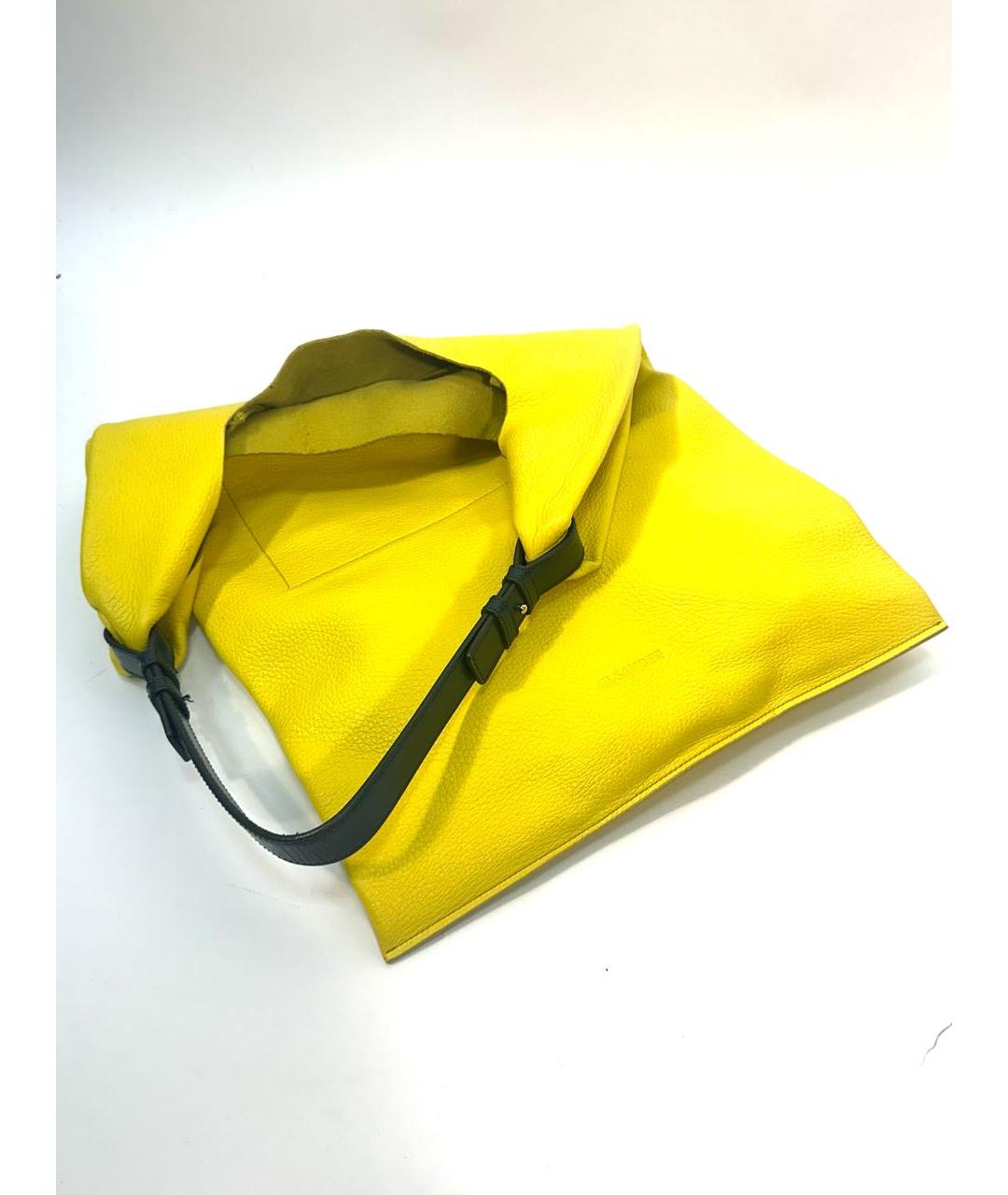 JIL SANDER Желтая кожаная сумка тоут, фото 7